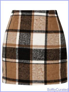 Women's Plaid Pencil Mini Skirt High Waisted Bodycon Above Knee